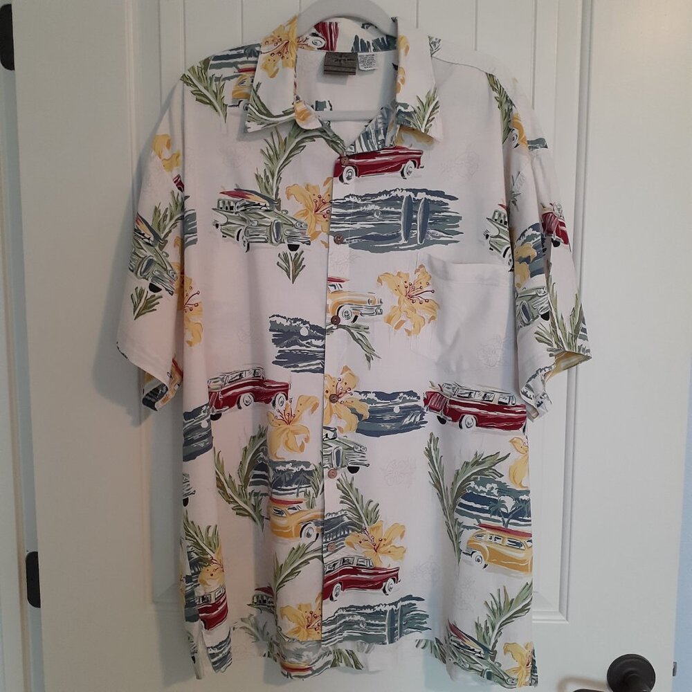 High Seas Trading Co. Wagon & Surfboard Hawaiian Aloha Cotton Shirt Size XXXL